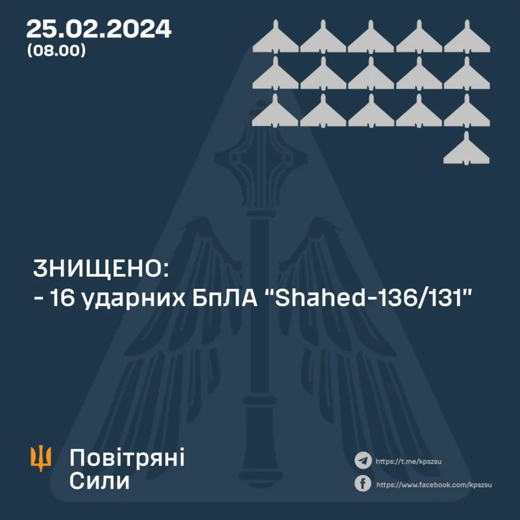 Атака "Шахедів" в ніч на 25 лютого 2024 року (Фото: google)
